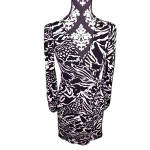 FULL Wrap Black and White Animal Print Dress